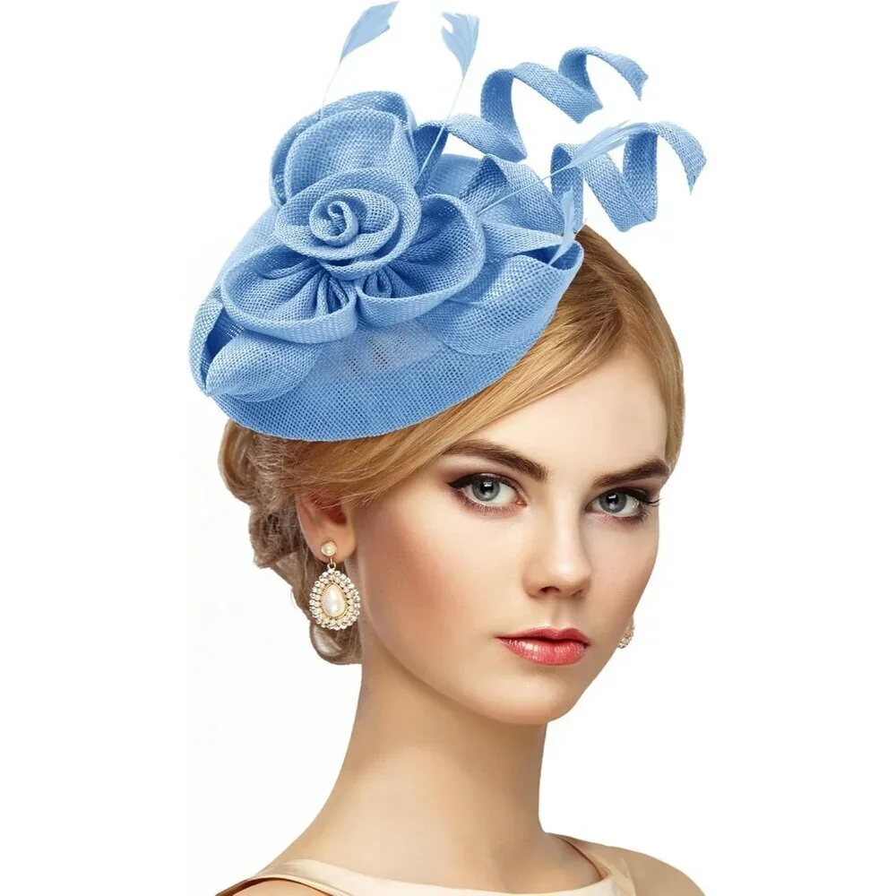 Vintage Victorian Feather Hat Tea Party Fascinator Hair Clip Women